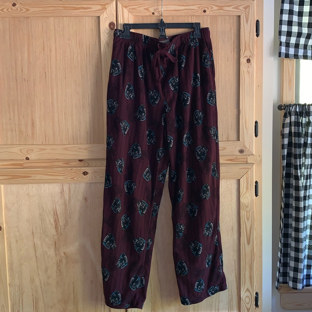 Croft & Barrow burgundy “black labs” fleece sleep night pants size L